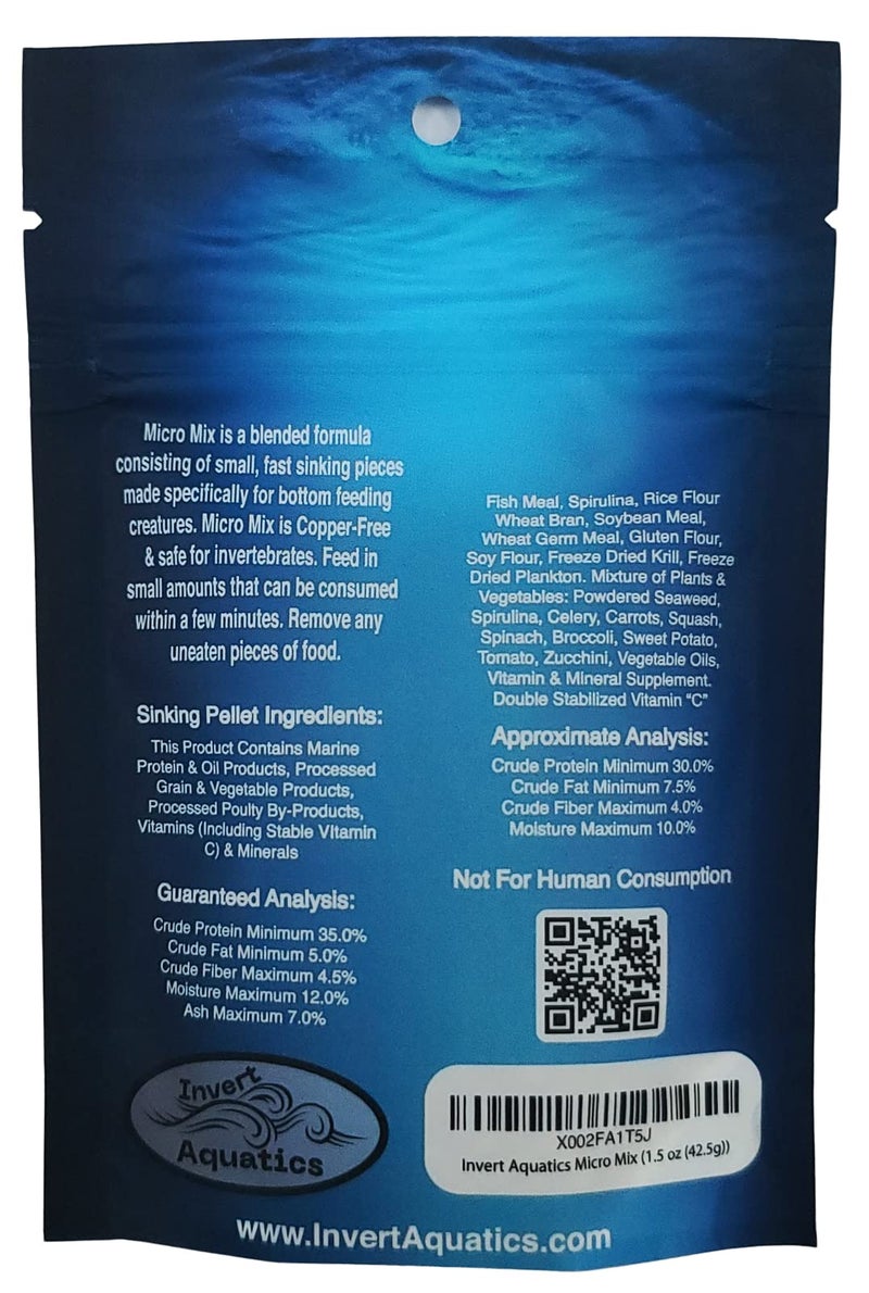 Invert Aquatics Micro Mix - Sinking Blended Diet for Snails, Shrimp & Bottom Feeding Fish (1.5 oz (42.5g)) - Image 2